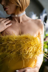 OCHRE-FEATHER-MAXI-DRESS