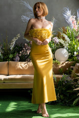 OCHRE-FEATHER-MAXI-DRESS