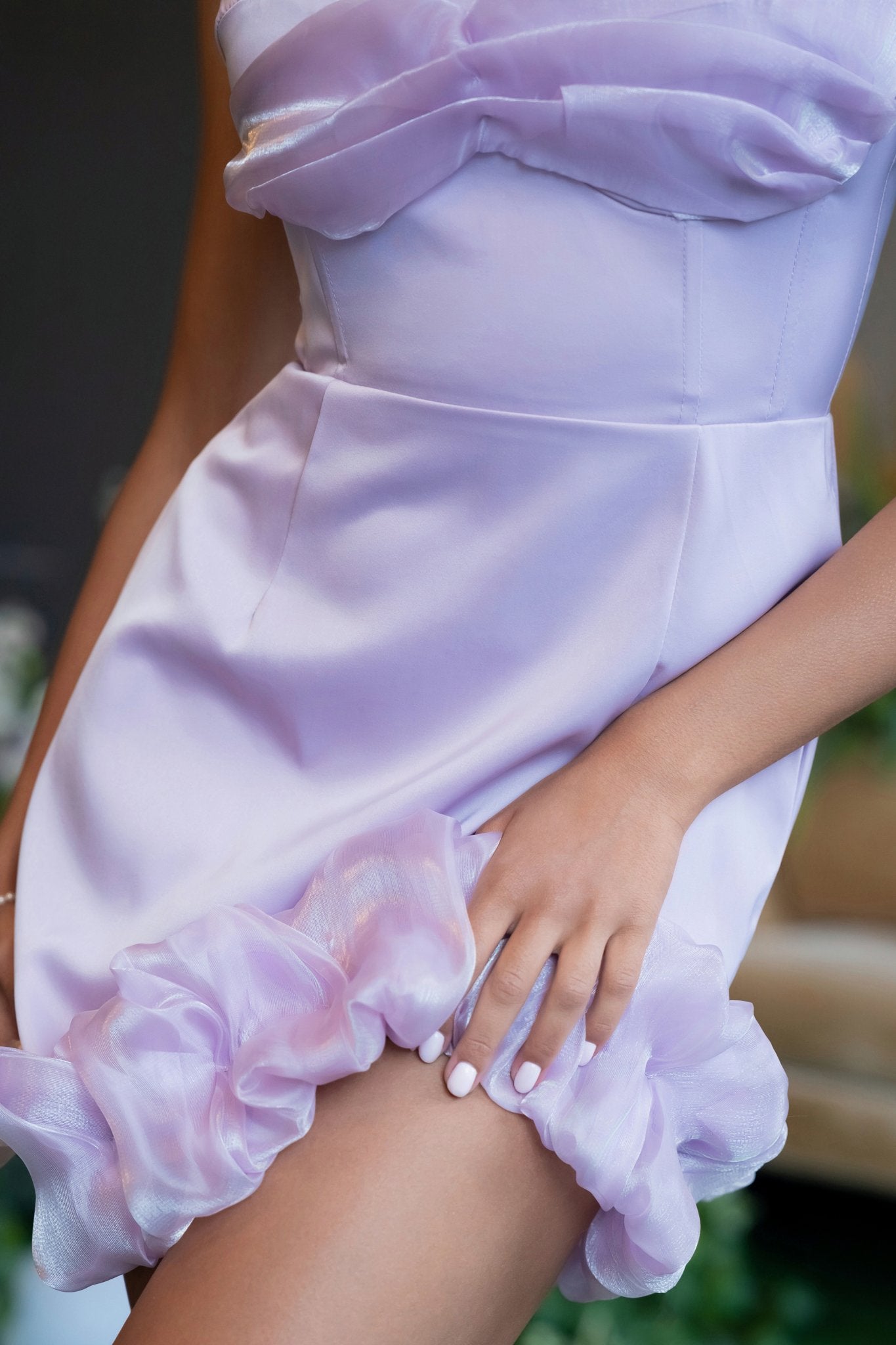 LILAC-RUFFLE-HEM-MINI-SATIN-DRESS